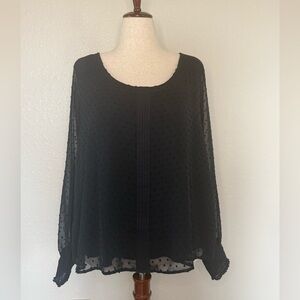 LC Lauren Conrad Navy Blue Sheer Blouse